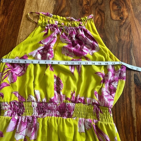 Great Jones Designer Yellow Floral Neck Tie Dress Sleeveless Cottage Traditional - Picture 5 of 8